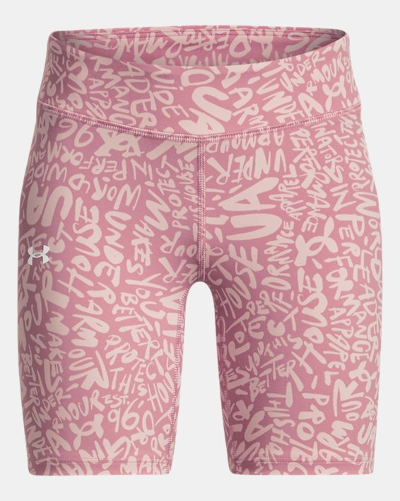 Girls' UA Motion Printed Bike Shorts in Pink image number 0